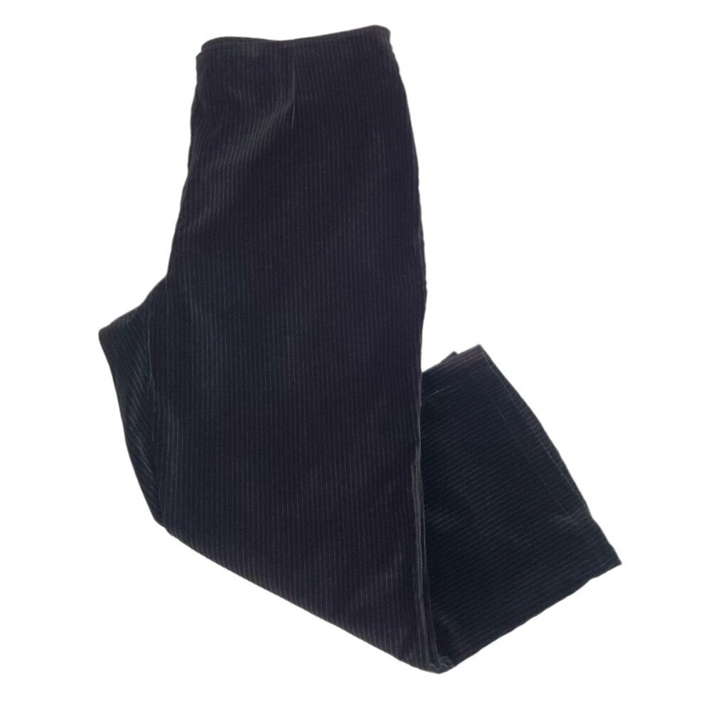 Gloria Vanderbilt Black Velvet Pinstripe Pants Dark‎ Academia Preppy Size 16 NEW
